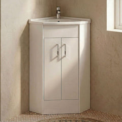 [BFCR180A] Hamstall Gloss White Corner Bathroom Cloakroom Vanity Basin Unit - 1 or 2 Door Option - Silo