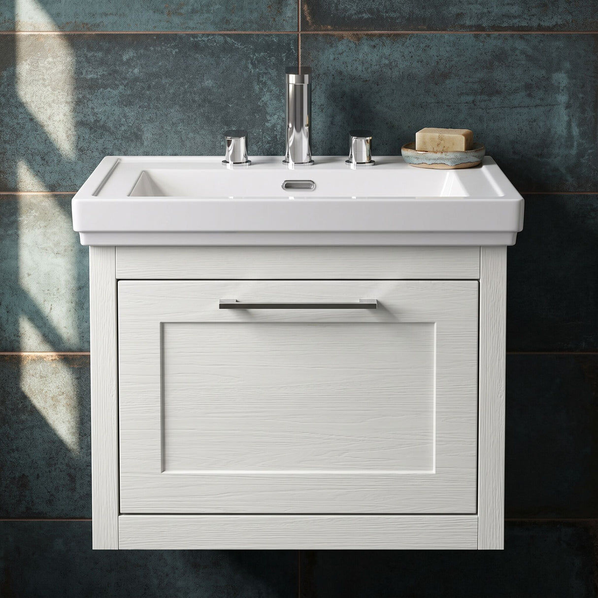 [BFCR194B] Blithbury Traditional Wall Hung Vanity Basin Unit with Fireclay Basin - Choice of Size, Colour and Basin Type - Silo