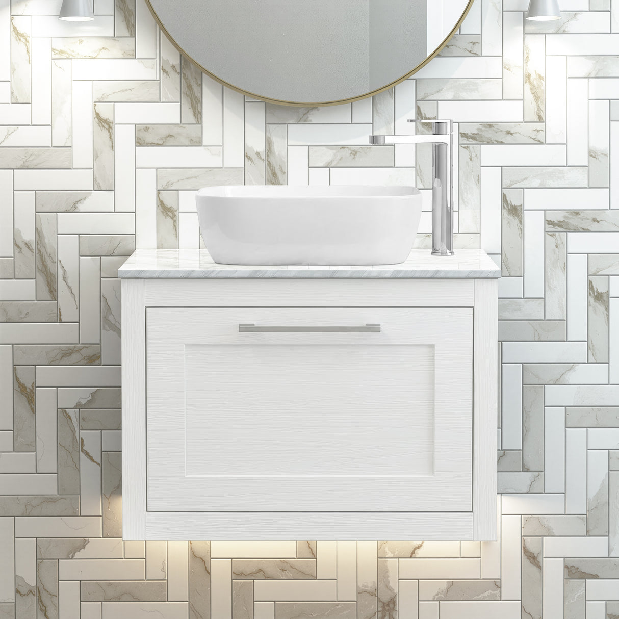 Blithbury Traditional Bathroom Wall Hung Vanity Unit and Worktop - Choice of Size and Colour