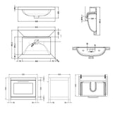 Traditional Bathroom Wall Hung Vanity with Modern Fireclay Basin Unit - Choice of Size, Colour and Basin Type