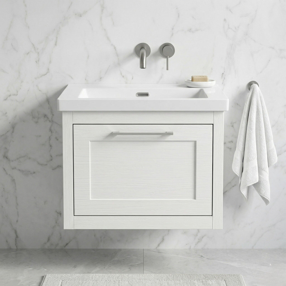 [BFCR194K] Blithbury Traditional Bathroom Wall Hung Vanity with Modern Fireclay Basin Unit - Choice of Size, Colour and Basin Type - Silo