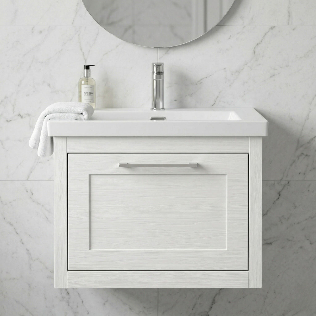[BFCR194L] Blithbury Traditional Bathroom Wall Hung Vanity with Modern Fireclay Basin Unit - Choice of Size, Colour and Basin Type - Silo