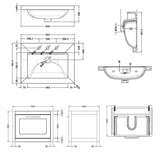 Traditional Bathroom Wall Hung Vanity with Modern Fireclay Basin Unit - Choice of Size, Colour and Basin Type