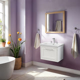 Traditional Bathroom Wall Hung Vanity with Modern Fireclay Basin Unit - Choice of Size, Colour and Basin Type