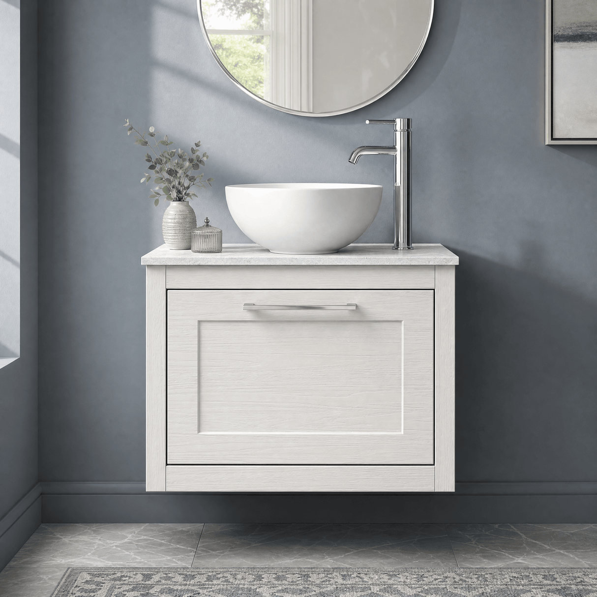 [BFCR194WMT] Blithbury Traditional Bathroom Wall Hung Vanity Unit and Worktop - Choice of Size and Colour - Silo