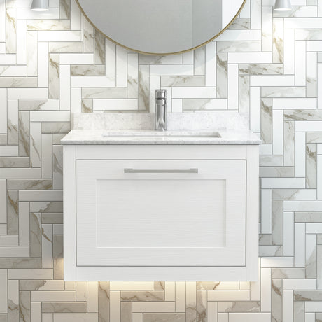 Blithbury Traditional Bathroom Wall Hung Vanity Unit and Marble Worktop Basin - Choice of Size and Colour