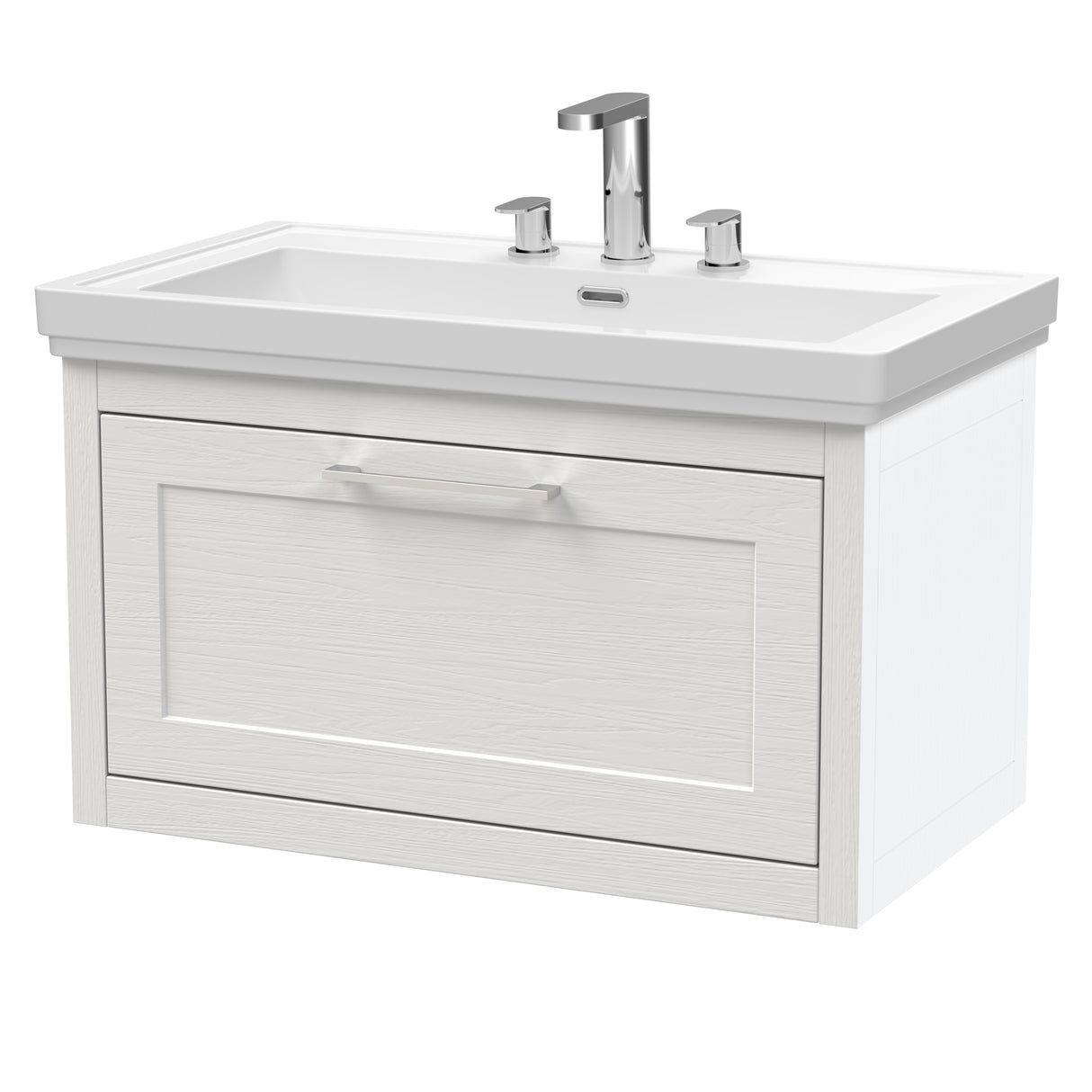 Traditional Wall Hung Vanity Basin Unit with Fireclay Basin - Choice of Size, Colour and Basin Type