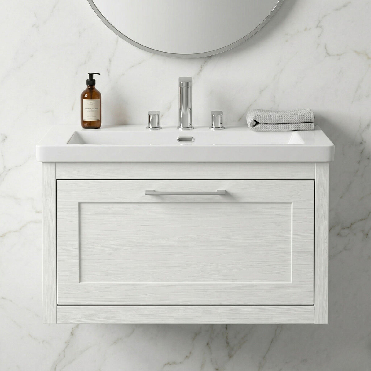 [BFCR196M] Blithbury Traditional Bathroom Wall Hung Vanity with Modern Fireclay Basin Unit - Choice of Size, Colour and Basin Type - Silo