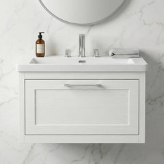 [BFCR196M] Blithbury Traditional Bathroom Wall Hung Vanity with Modern Fireclay Basin Unit - Choice of Size, Colour and Basin Type - Silo