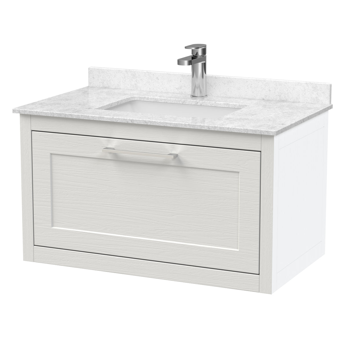 Traditional Bathroom Wall Hung Vanity Unit and Marble Worktop Basin - Choice of Size and Colour