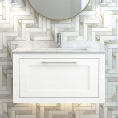 [BFCR196WS1] Blithbury Traditional Bathroom Wall Hung Vanity Unit and Marble Worktop Basin - Choice of Size and Colour - Silo