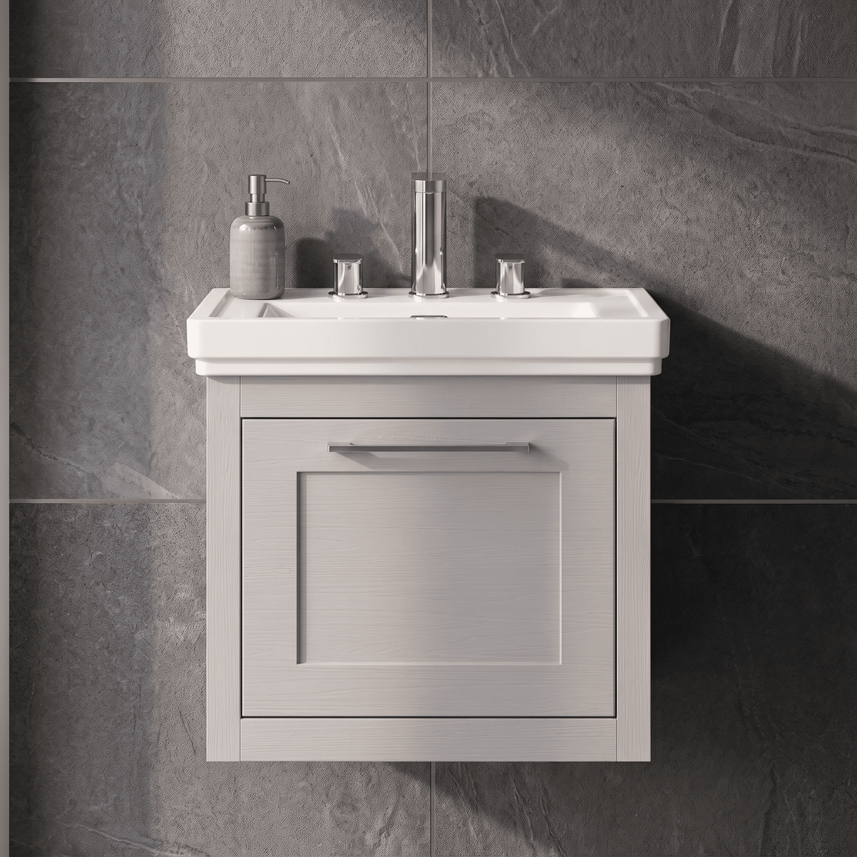 [BFCR291B] Blithbury Traditional Wall Hung Vanity Basin Unit with Fireclay Basin - Choice of Size, Colour and Basin Type - Silo