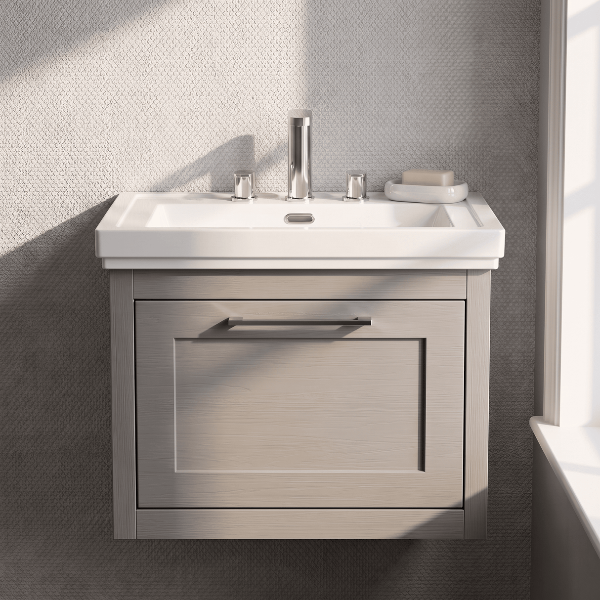 [BFCR294B] Blithbury Traditional Wall Hung Vanity Basin Unit with Fireclay Basin - Choice of Size, Colour and Basin Type - Silo