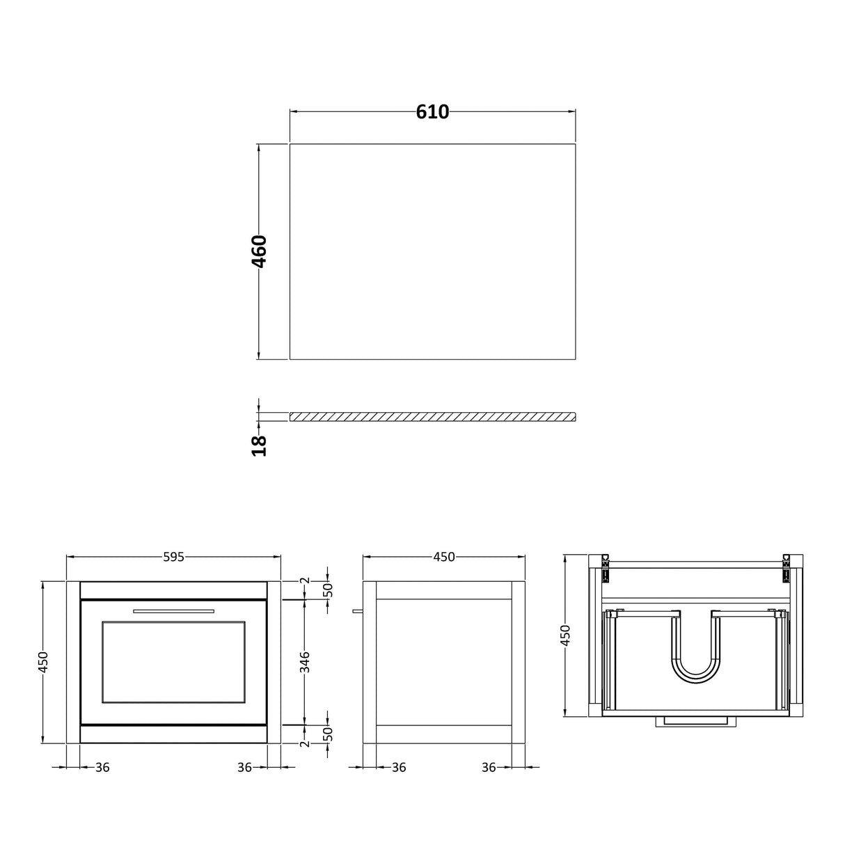 Traditional Bathroom Wall Hung Vanity Unit and Worktop - Choice of Size and Colour