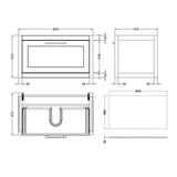 Traditional Bathroom Wall Hung Vanity Unit and Worktop - Choice of Size and Colour
