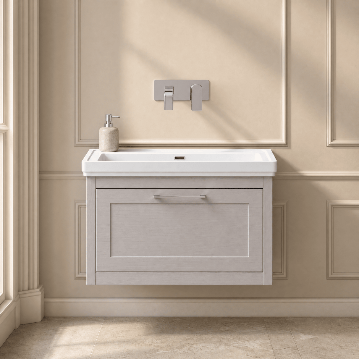 [BFCR296H] Blithbury Traditional Wall Hung Vanity Basin Unit with Fireclay Basin - Choice of Size, Colour and Basin Type - Silo