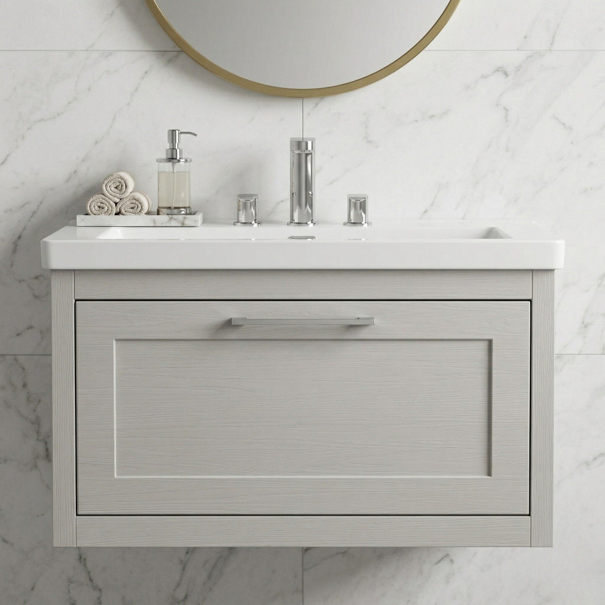 [BFCR296M] Blithbury Traditional Bathroom Wall Hung Vanity with Modern Fireclay Basin Unit - Choice of Size, Colour and Basin Type - Silo