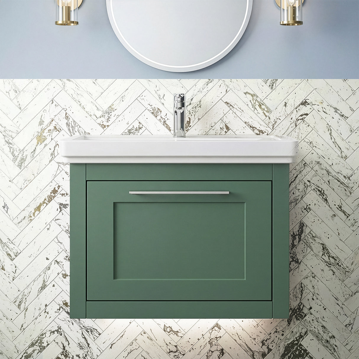 Blithbury Traditional Wall Hung Vanity Basin Unit with Fireclay Basin - Choice of Size, Colour and Basin Type