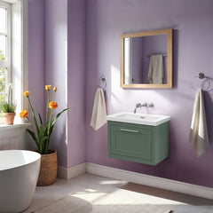 [BFCR894K] Blithbury Traditional Bathroom Wall Hung Vanity with Modern Fireclay Basin Unit - Choice of Size, Colour and Basin Type - Lifestyle 1