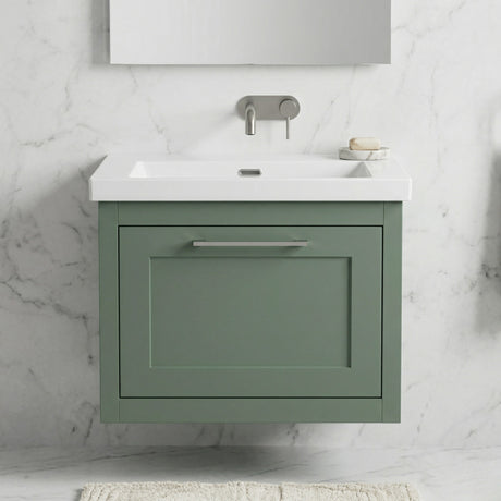 Blithbury Traditional Bathroom Wall Hung Vanity with Modern Fireclay Basin Unit - Choice of Size, Colour and Basin Type