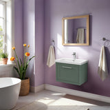 Traditional Bathroom Wall Hung Vanity with Modern Fireclay Basin Unit - Choice of Size, Colour and Basin Type