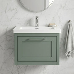 [BFCR894L] Blithbury Traditional Bathroom Wall Hung Vanity with Modern Fireclay Basin Unit - Choice of Size, Colour and Basin Type - Silo