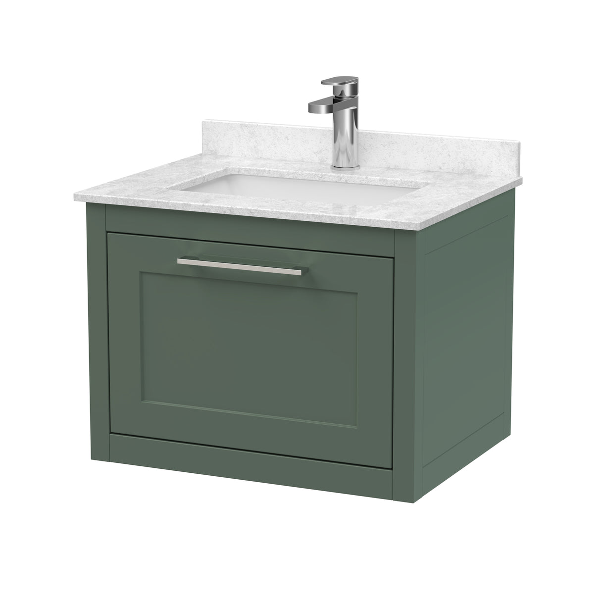 Traditional Bathroom Wall Hung Vanity Unit and Marble Worktop Basin - Choice of Size and Colour