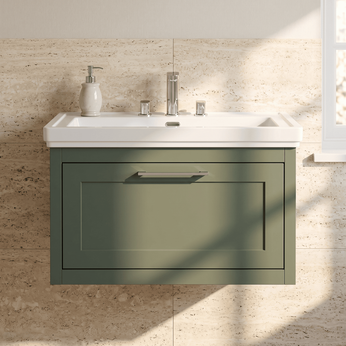[BFCR896B] Blithbury Traditional Wall Hung Vanity Basin Unit with Fireclay Basin - Choice of Size, Colour and Basin Type - Silo