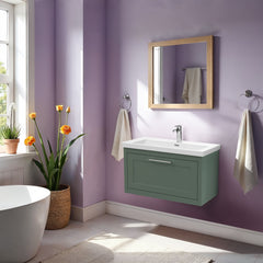 [BFCR896L] Blithbury Traditional Bathroom Wall Hung Vanity with Modern Fireclay Basin Unit - Choice of Size, Colour and Basin Type - Lifestyle 1