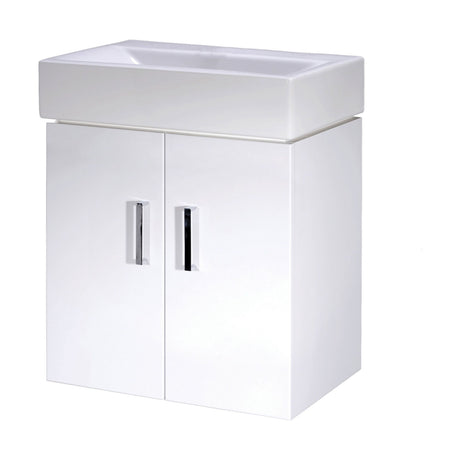 [BFCRW450] Wall Hung 2 Door Cloakroom Vanity Basin Unit - 450mm - Gloss White - Cutout