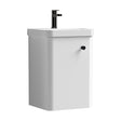 [BFCU1015] Balterley Curve Modern Bathroom Wall Hung 1 Door Vanity Unit Basin, Gloss White / Matt Black, 400mm - Cutout