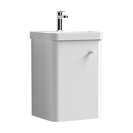 [BFCU101] Flashbrook Contemporary Wall Hung 1 Door Vanity Unit with Ceramic Sink - 400mm - Cutout