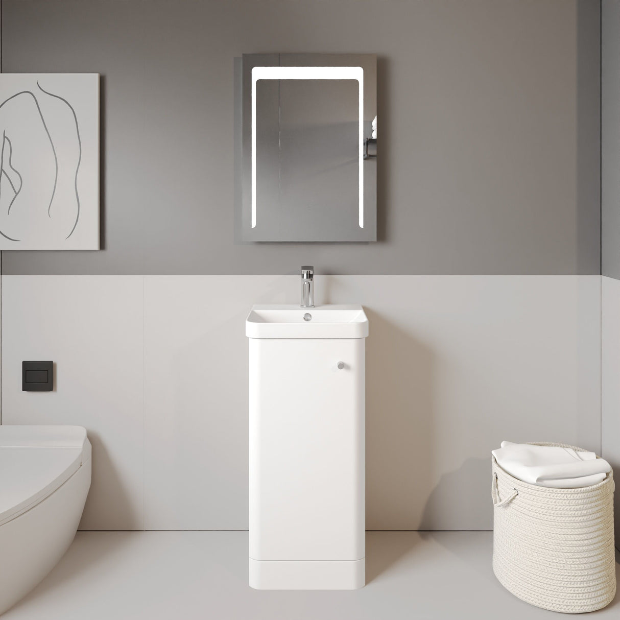 [BFCU102] Flashbrook Floor Standing 1 Door Vanity Unit with Ceramic Basin - 400mm, Choice of Colour - Lifestyle 1