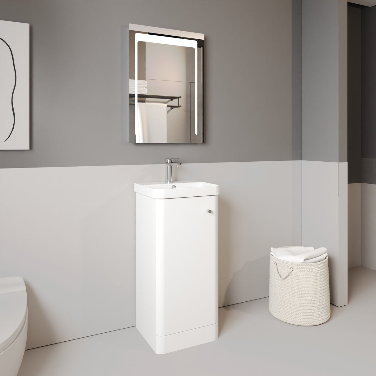 [BFCU102] Flashbrook Floor Standing 1 Door Vanity Unit with Ceramic Basin - 400mm, Choice of Colour - Lifestyle 3