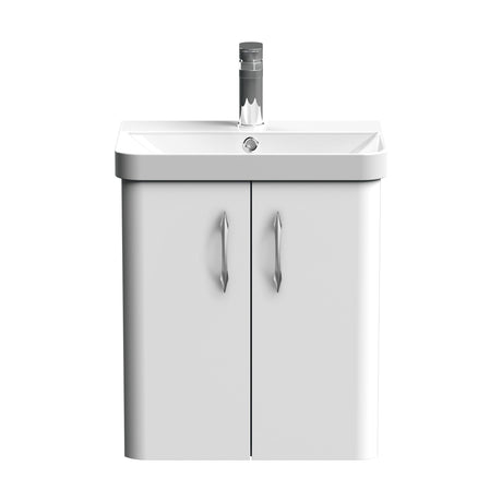 [BFCU10316] Balterley Curve Modern Bathroom Wall Hung 2 Door Vanity Unit Basin, Gloss White, 479mm - Cutout
