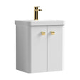 [BFCU1033] Balterley Curve Modern Bathroom 2 Soft Close Door Mid-Edge Vanity Unit Basin, Gloss White, 600mm - Cutout