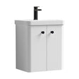 [BFCU1035] Balterley Curve Modern Bathroom Wall Hung 2 Door Vanity Unit Basin, Gloss White/Matt Black, 479mm - Cutout