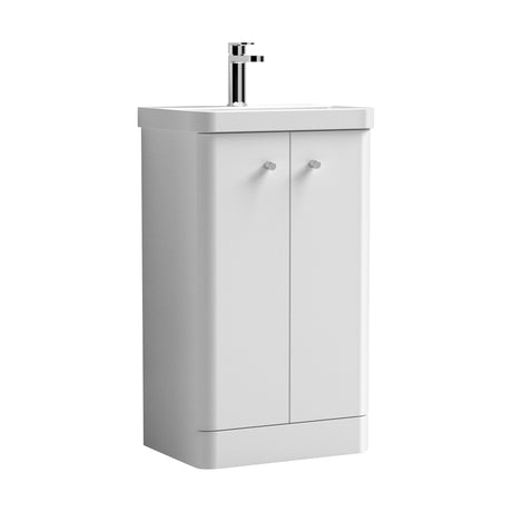 [BFCU104] Flashbrook Contemporary Floor Standing 2 Door Vanity Unit with 1 Tap Hole Ceramic Basin - Choice of Size and Finish - Cutout