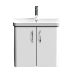 [BFCU10516] Balterley Curve Modern Bathroom Wall Hung 1 Door Vanity Unit Basin, Gloss White, 579mm - Cutout