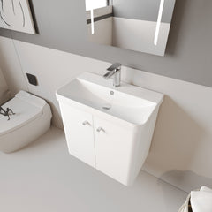 [BFCU105] Flashbrook Contemporary Wall Hung 2 Door Vanity Unit with 1 Tap Hole Basin, Choice of Size and Colour - Lifestyle 2