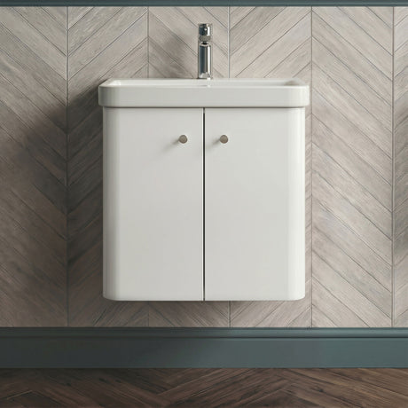 [BFCU105] Flashbrook Contemporary Wall Hung 2 Door Vanity Unit with 1 Tap Hole Basin, Choice of Size and Colour - Silo