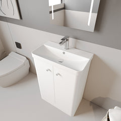 [BFCU106] Flashbrook Contemporary Floor Standing 2 Door Vanity Unit with 1 Tap Hole Ceramic Basin - Choice of Size and Finish - Lifestyle 2