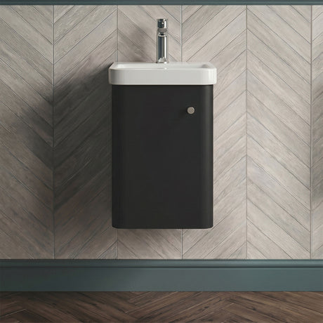 [BFCU1401] Flashbrook Contemporary Wall Hung 1 Door Vanity Unit with Ceramic Sink - 400mm - Silo