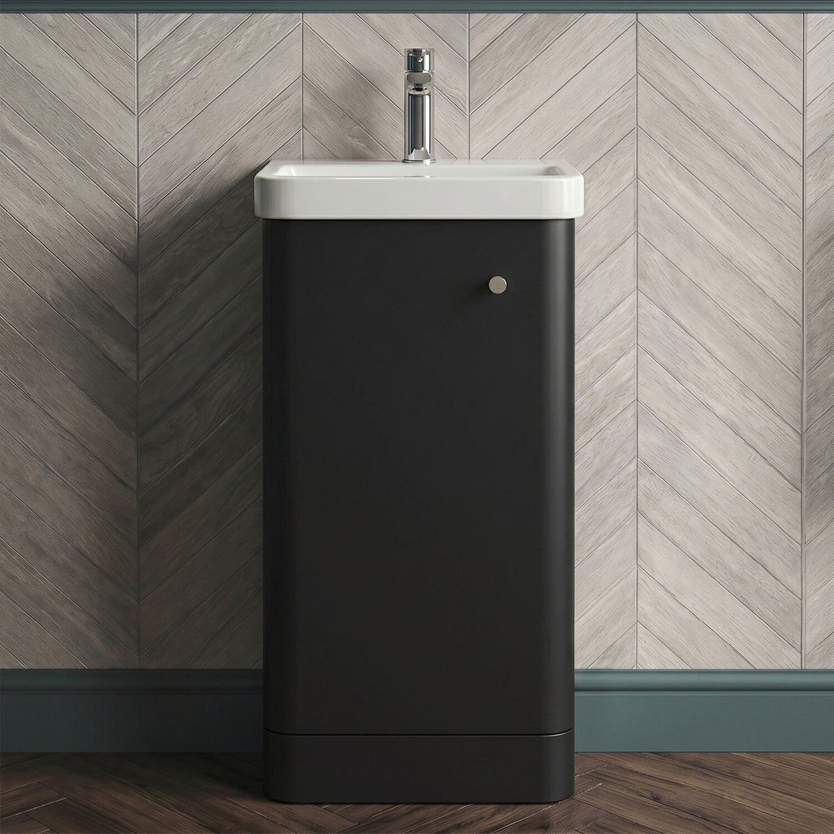 [BFCU1402] Flashbrook Floor Standing 1 Door Vanity Unit with Ceramic Basin - 400mm, Choice of Colour - Silo