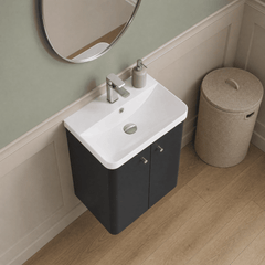 [BFCU1403] Flashbrook Contemporary Wall Hung 2 Door Vanity Unit with 1 Tap Hole Basin, Choice of Size and Colour - Lifestyle 2