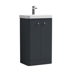 [BFCU1404] Flashbrook Contemporary Floor Standing 2 Door Vanity Unit with 1 Tap Hole Ceramic Basin - Choice of Size and Finish - Cutout