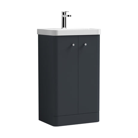 [BFCU1404] Flashbrook Contemporary Floor Standing 2 Door Vanity Unit with 1 Tap Hole Ceramic Basin - Choice of Size and Finish - Cutout