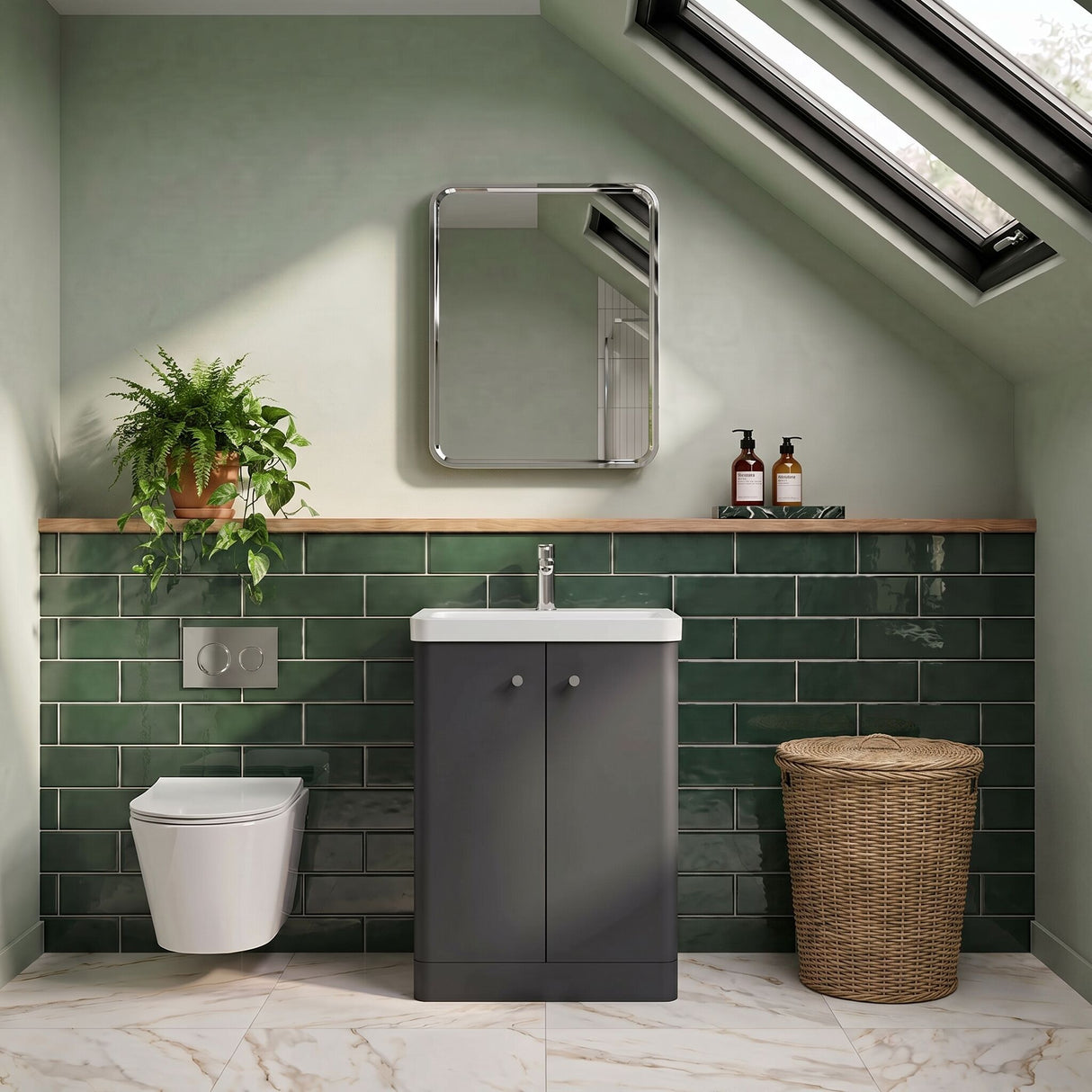 [BFCU1404] Flashbrook Contemporary Floor Standing 2 Door Vanity Unit with 1 Tap Hole Ceramic Basin - Choice of Size and Finish - Lifestyle 2