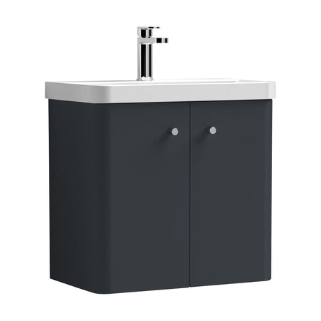 [BFCU1405] Flashbrook Contemporary Wall Hung 2 Door Vanity Unit with 1 Tap Hole Basin, Choice of Size and Colour - Cutout