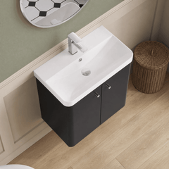 [BFCU1405] Flashbrook Contemporary Wall Hung 2 Door Vanity Unit with 1 Tap Hole Basin, Choice of Size and Colour - Lifestyle 2